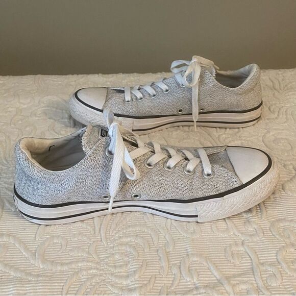 Converse All Star Madison Low Top Sneakers Silver Shimmer Cushion Tongue - Picture 4 of 9